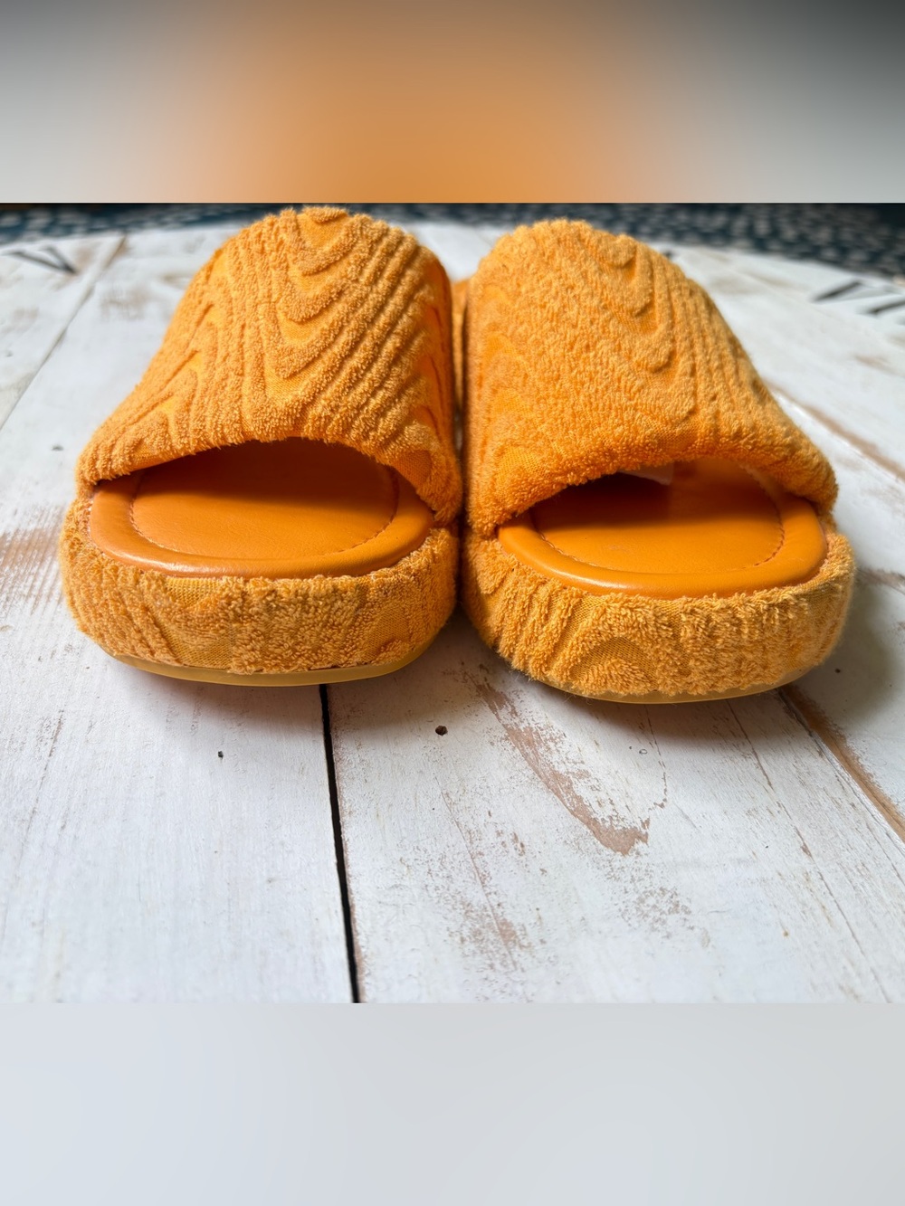 BERKSHA terrycloth pool slides mule sandals orange summer Resortwear sz 7.5 NWT - Picture 8 of 10